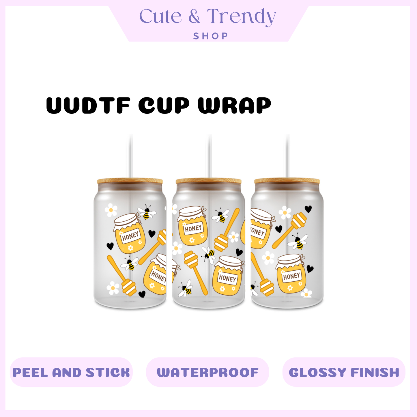 Honey Bee UVDTF cup wrap 16oz