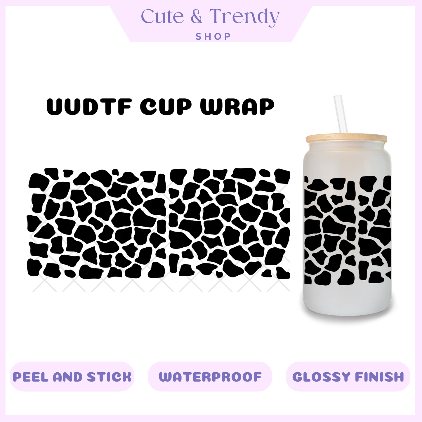 Black Leopard UVDTF 16oz Cup Wrap