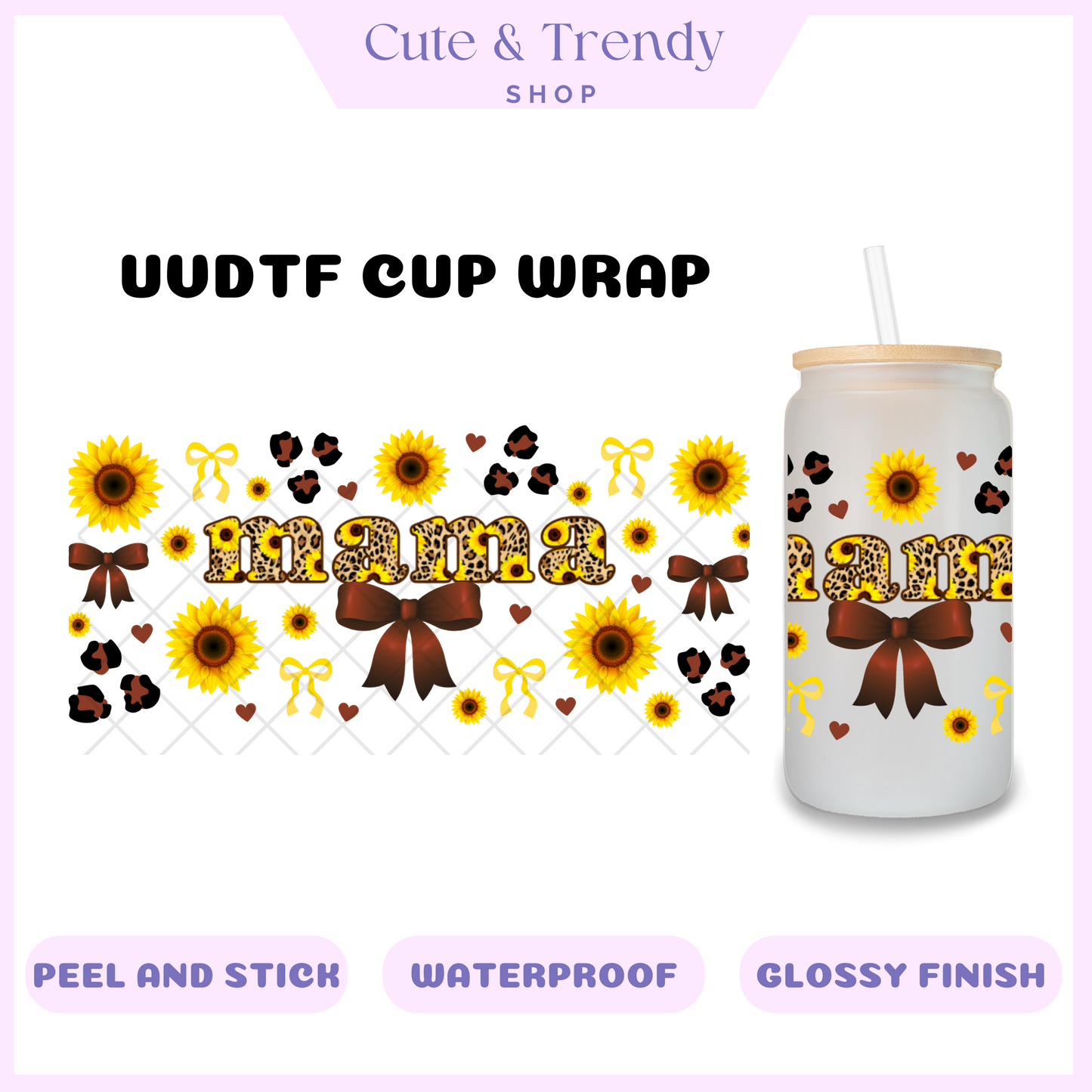 Giraffe Cheetah Print Mama Coquette UVDTF 16oz Cup Wrap