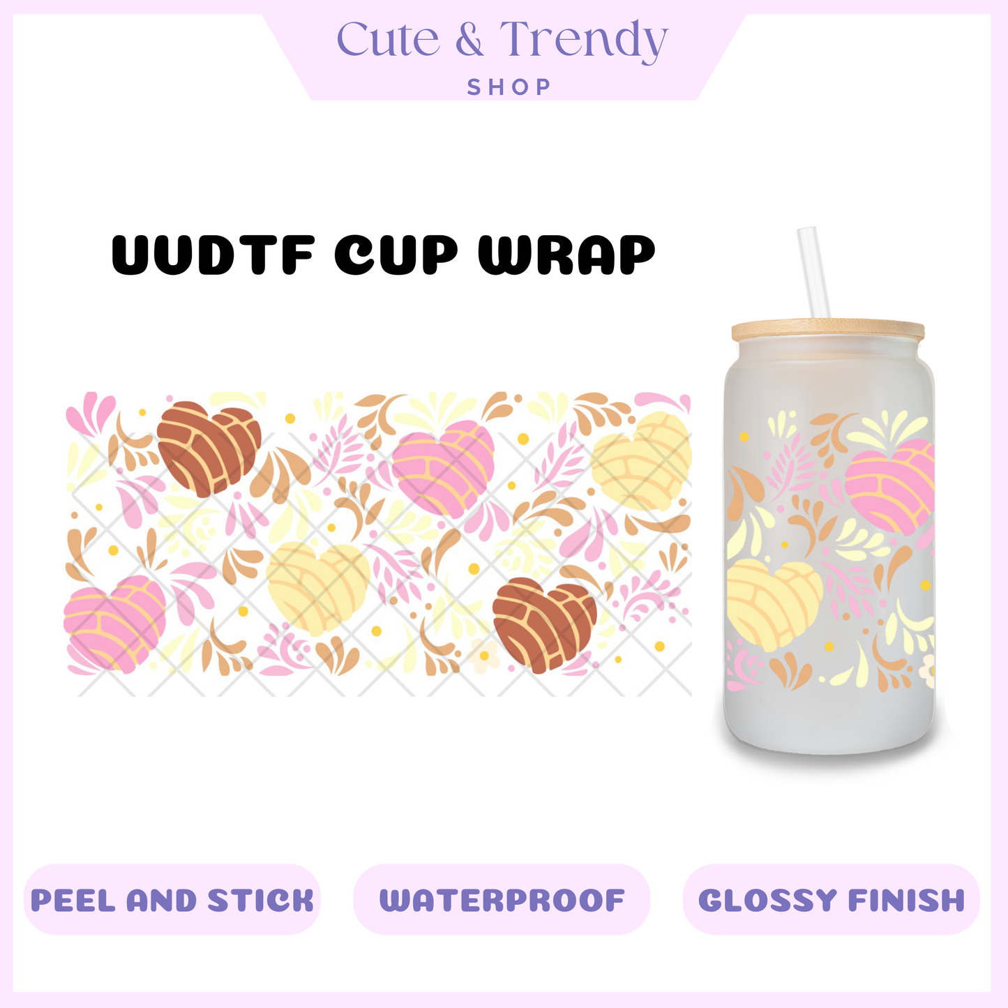 Valentines Talavera Concha Hearts UVDTF Cup Wrap