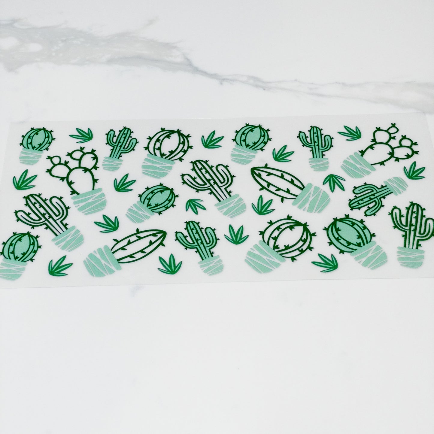 UVDTF cactus doodles cup wrap, permanent, waterproof, easy to apply