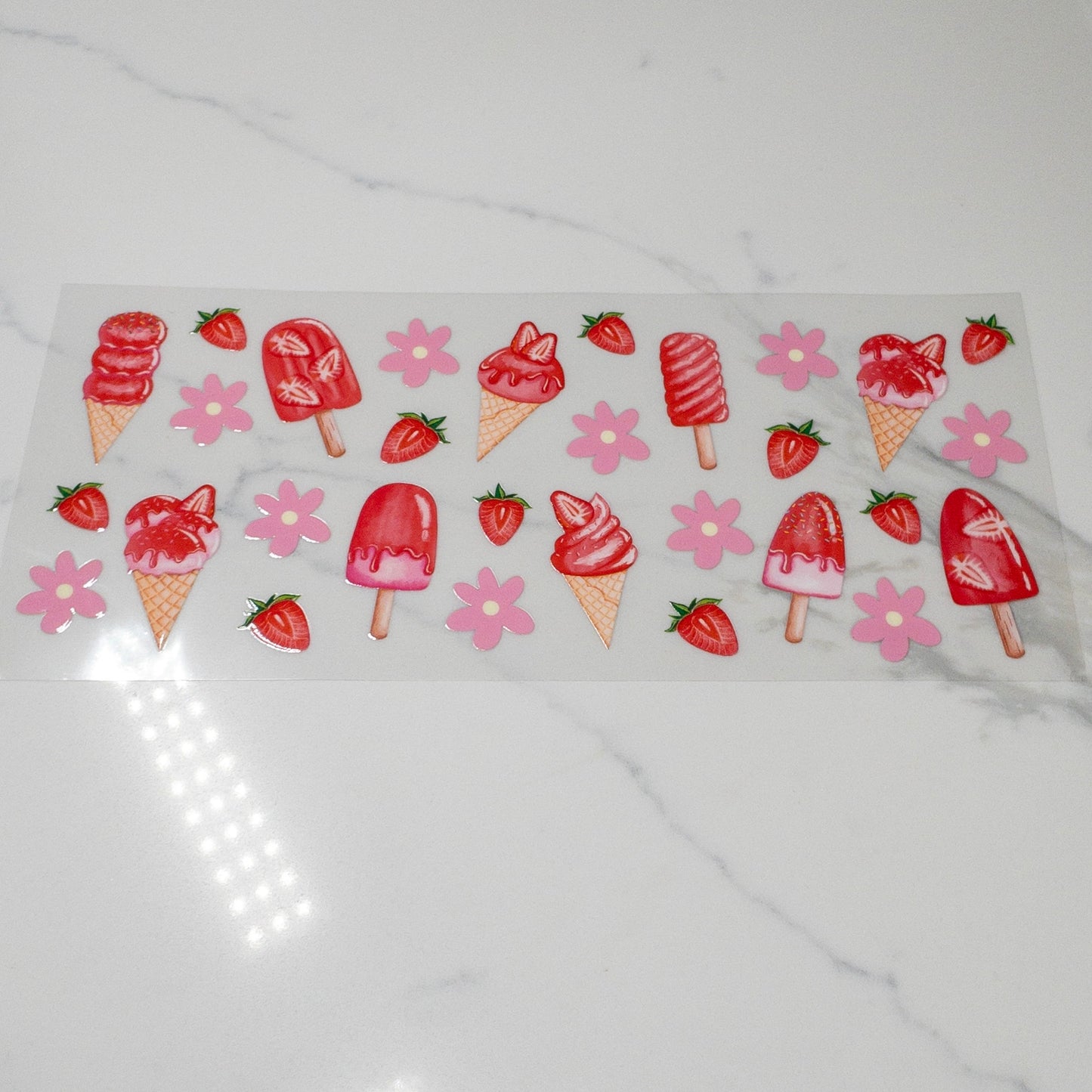 Summer Icecream Strawberry UVDTF 16oz cup Wraps