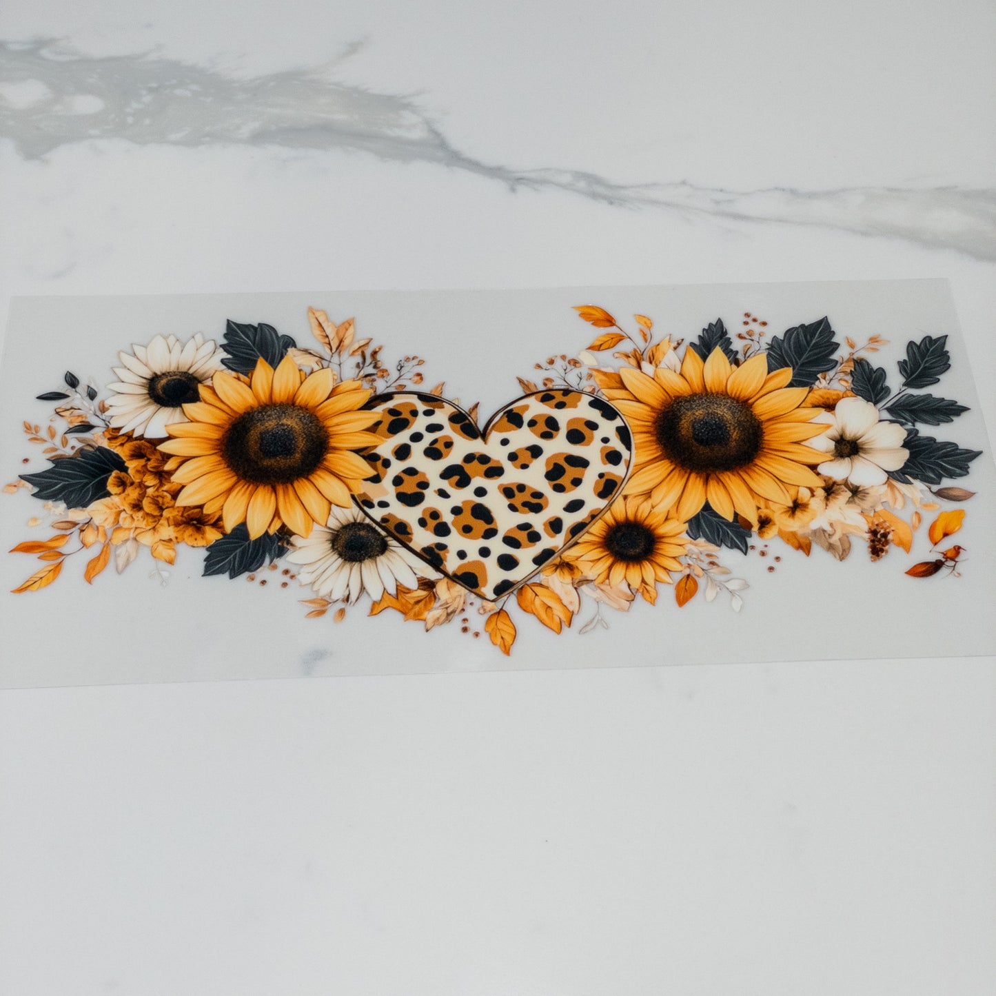 UVDTF Cheetah heart sunflower wrap, permanent, waterproof, easy to apply