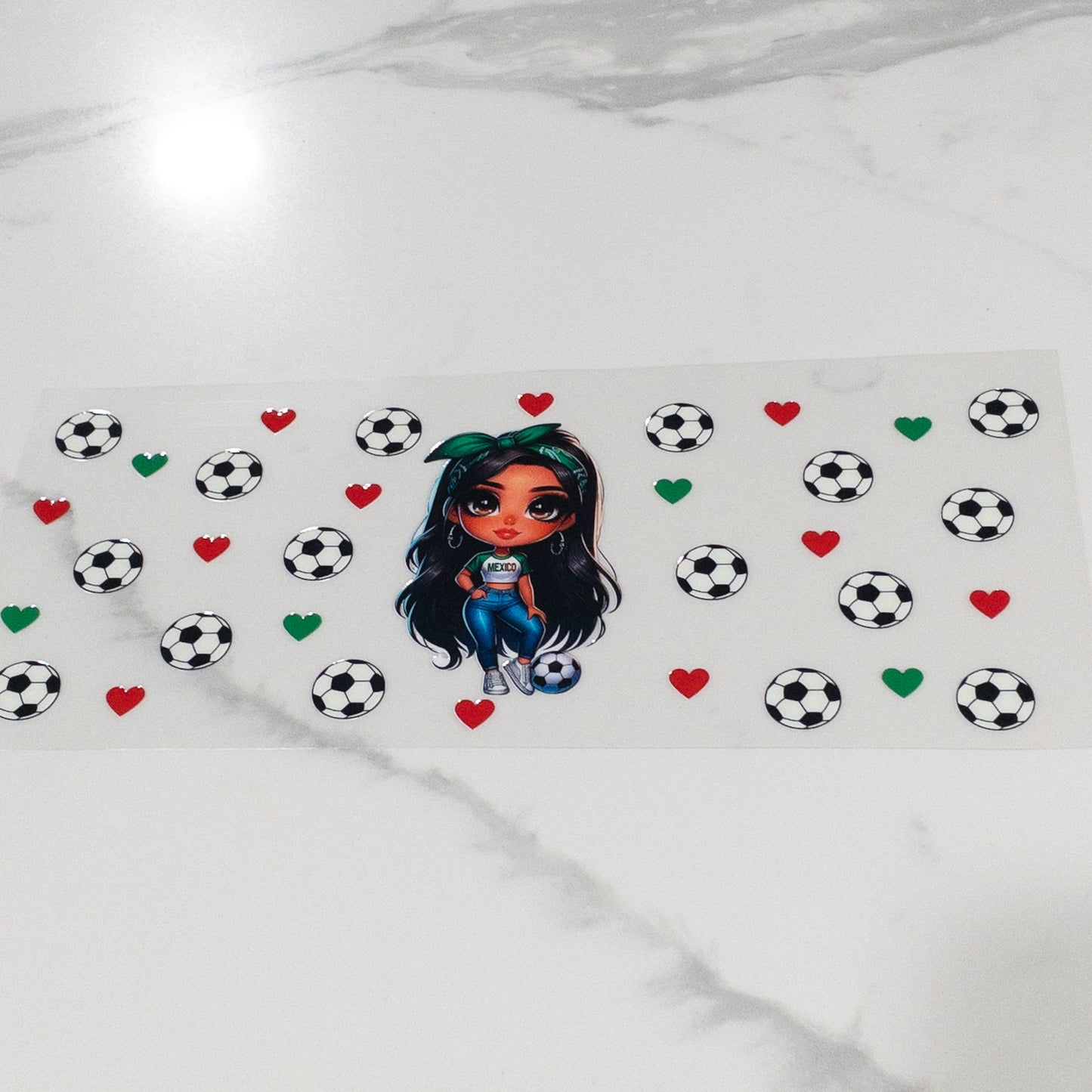 SOCCER Girl Exercise Sports mexico hispanic UVDTF 16oz cup wrap