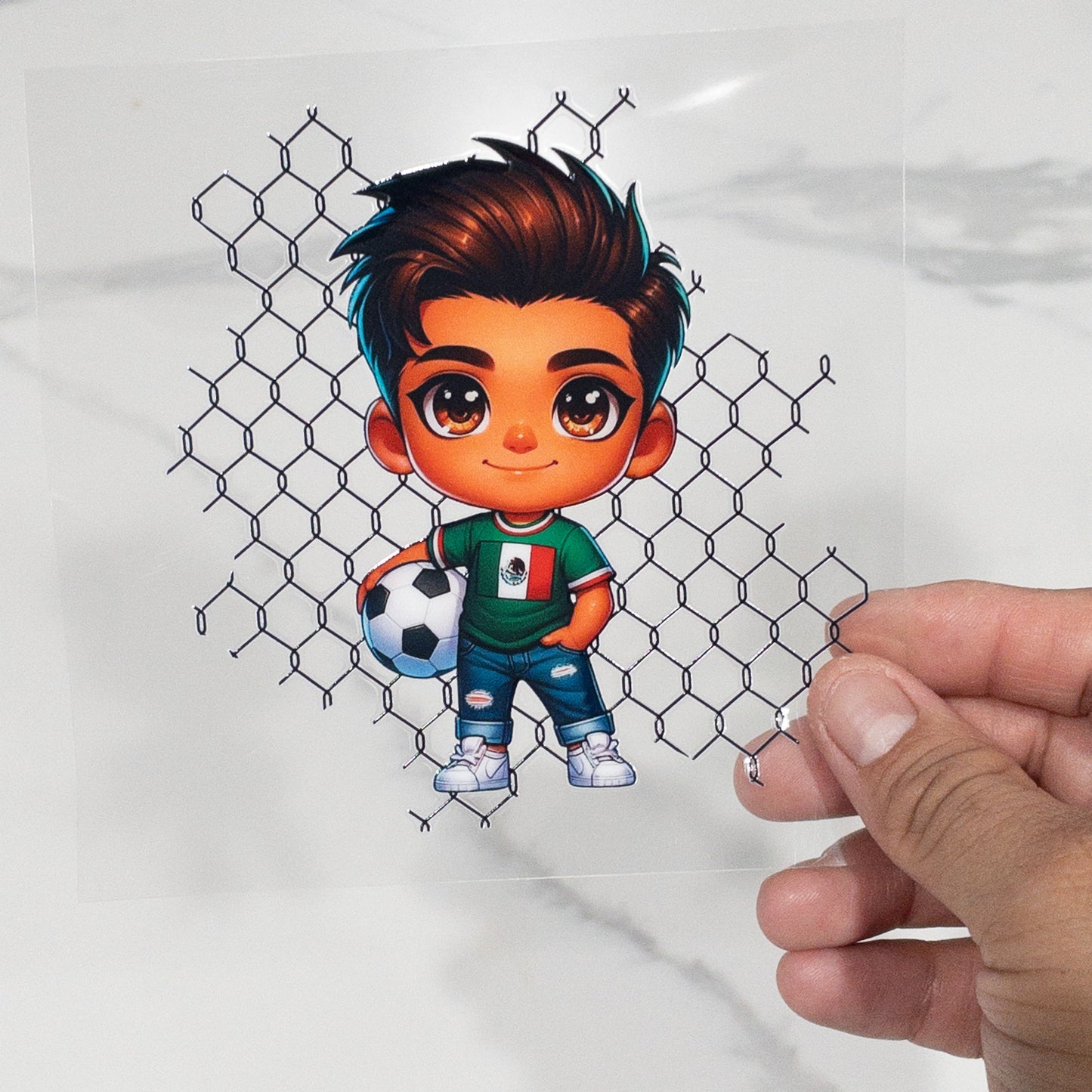 SOCCER Exercise Hispanic Boy Net Soccer Futbol Sports Motivation UVDTF Decal