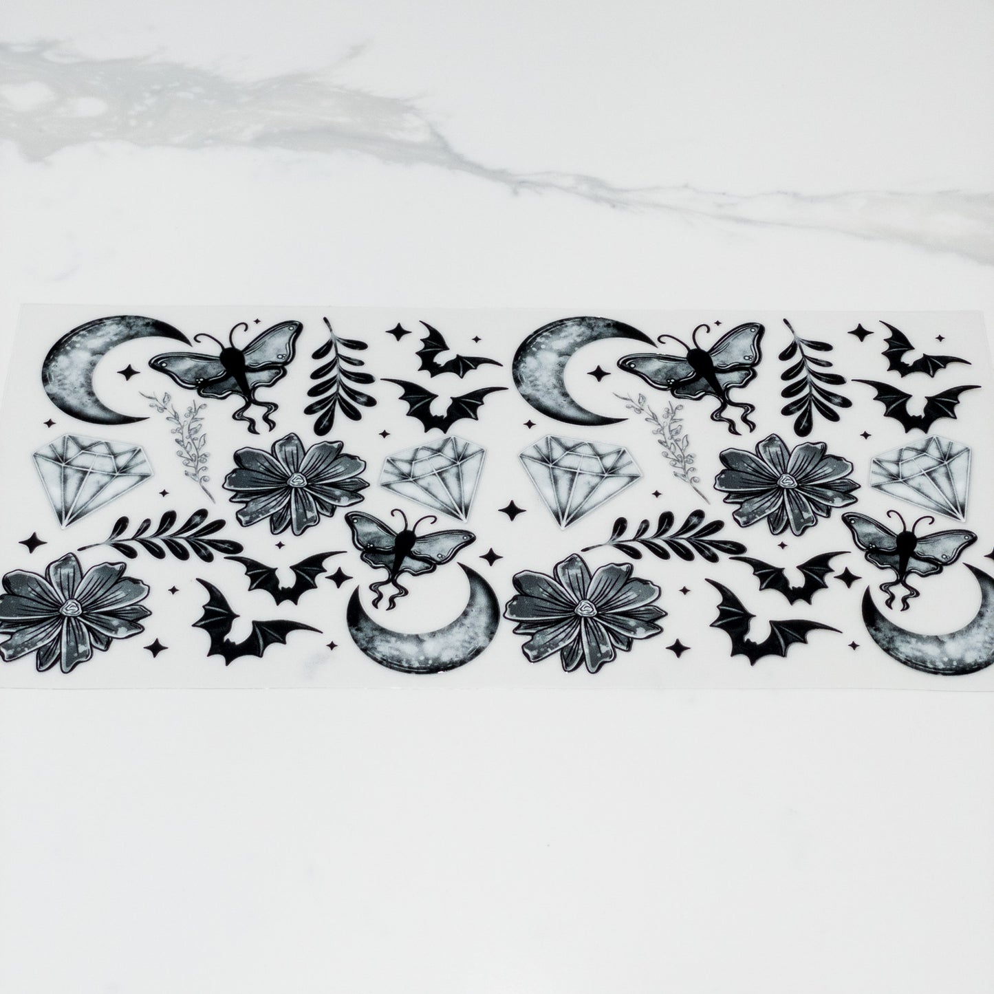 UVDTF black butterfly floral medical wrap to personalize cups, permanent, waterproof, easy to apply