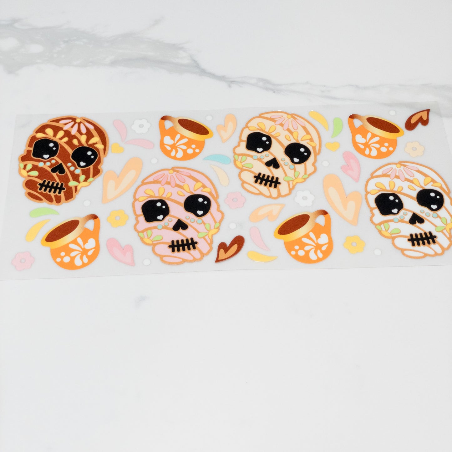 Uvdtf Coffee skull concha diy wrap to personalize cups, permanent, waterproof, easy to apply