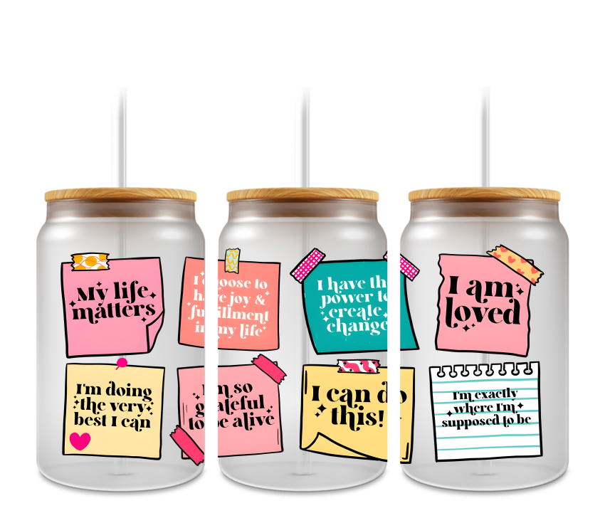 Sticky note reminders UVDTF cup wrap 16oz