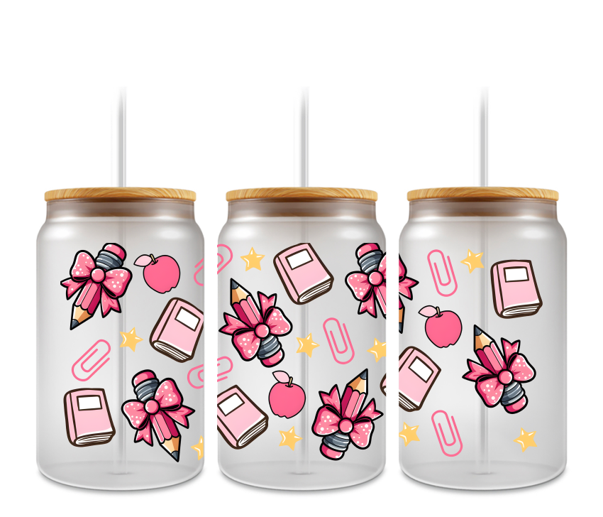 School Books Pencil UVDTF Wrap for 16oz Cups Double sided