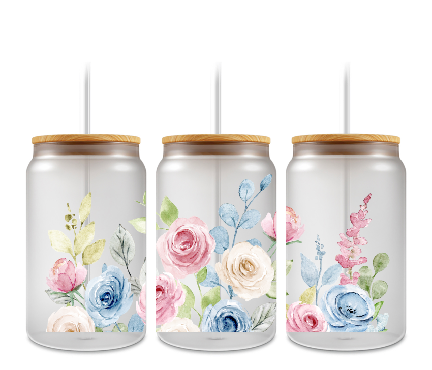 Watercolor Flowers Spring UVDTF Wrap for 16oz Cups Double sided