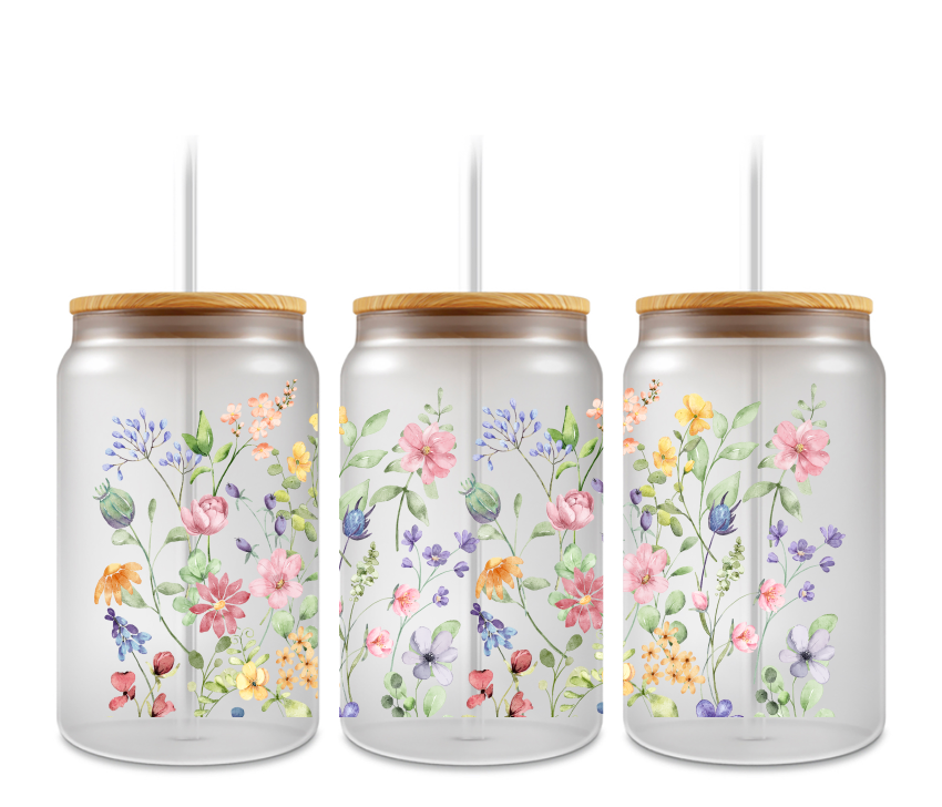 Yellow Lavender Spring flowers UVDTF Wrap for 16oz Cups Double sided