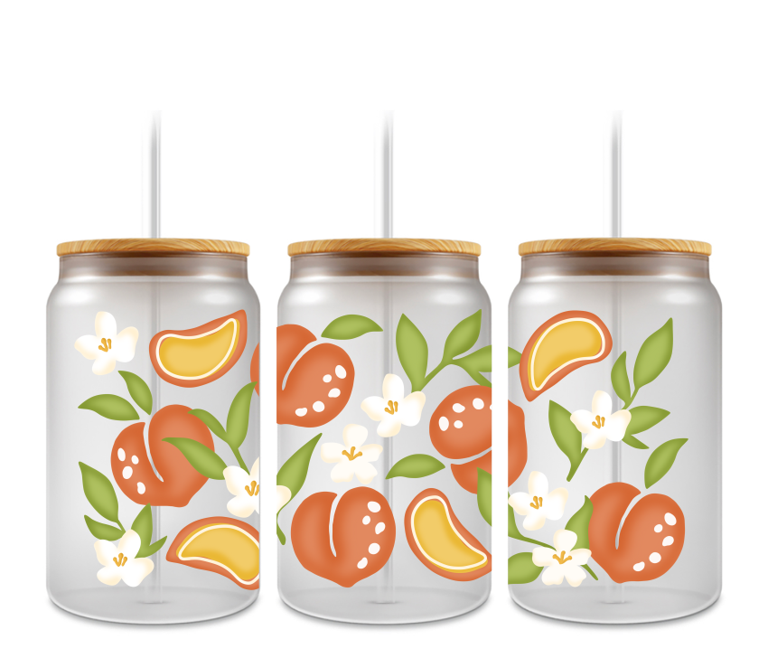 peach fruit UVDTF Wrap for 16oz Cups Double sided