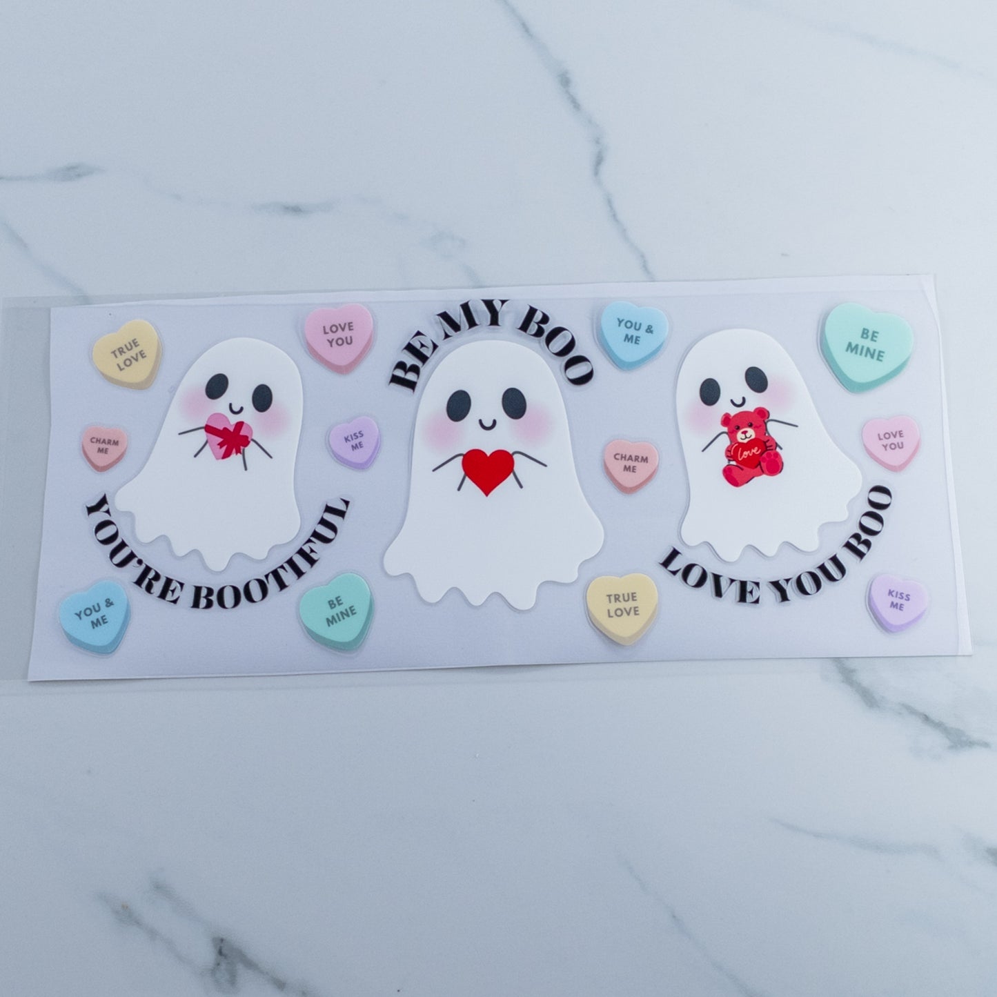 Romantic Valentines Ghost UVDTF Cup Wraps Decals
