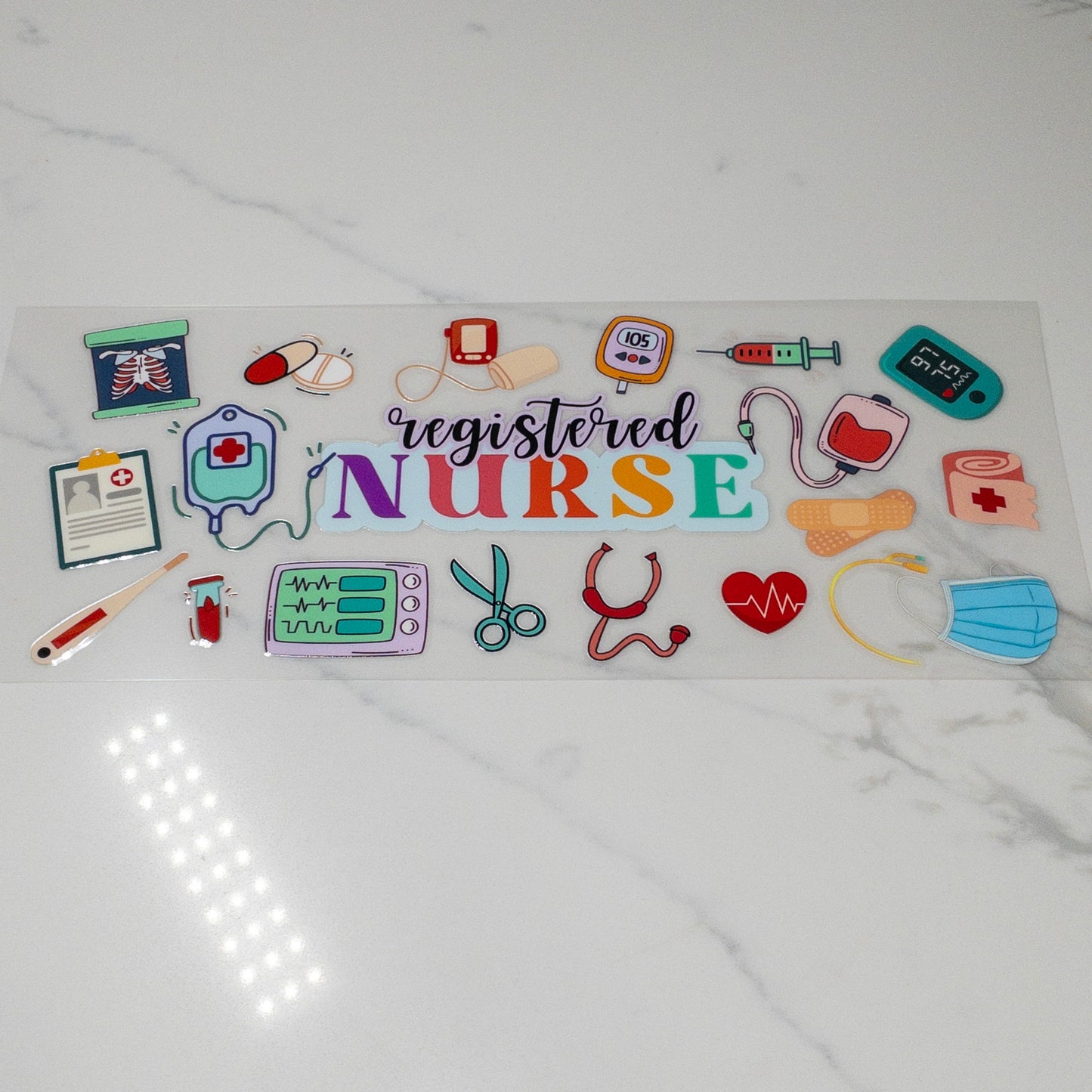 Nurse Colorful Doodles UVDTF wraps for 16oz cups