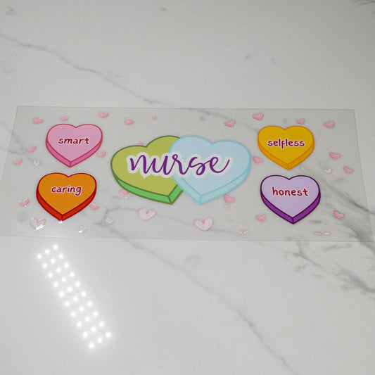 Nurse Conversation Hearts RN UVDTF wraps for 16oz cups