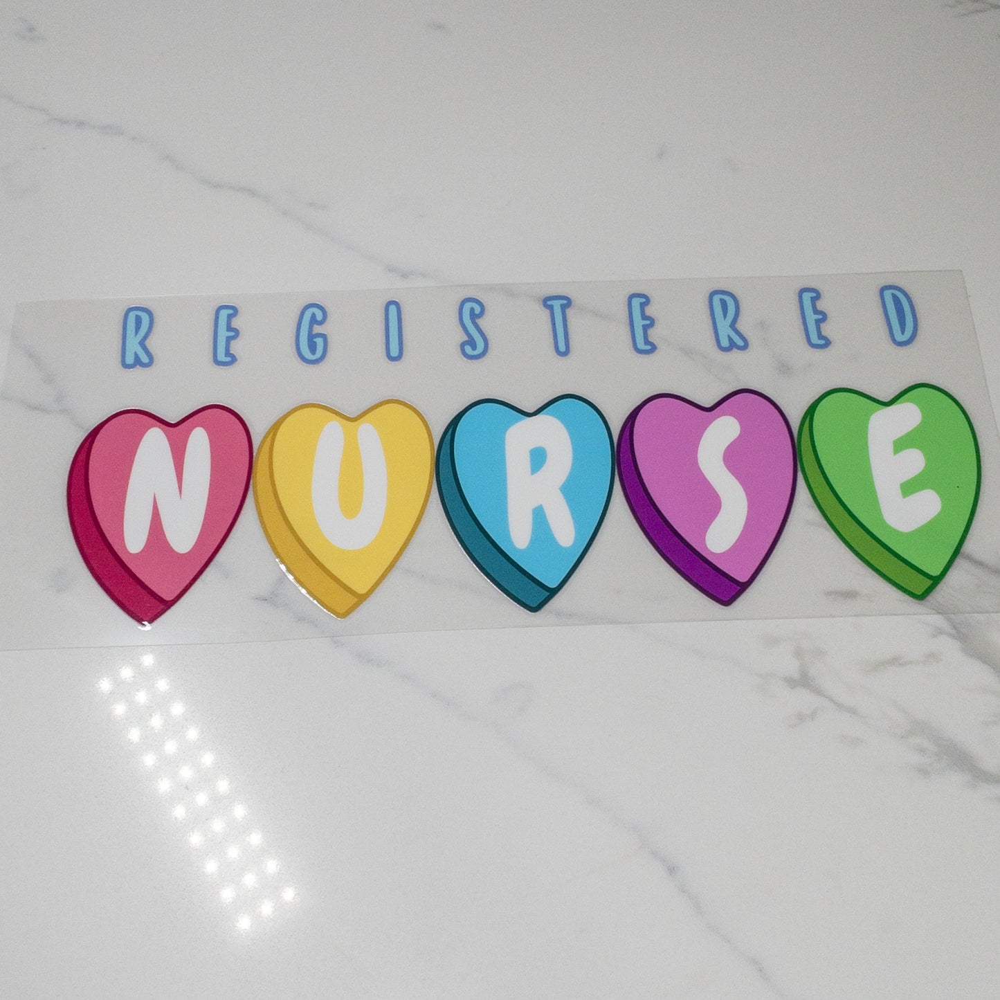 Nurse Registered Nurse RN Conversation hearts UVDTF wraps for 16oz cups