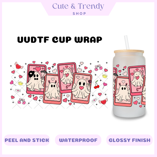 UVDTF love ghost cards cup wrap, permanent, waterproof, easy to apply