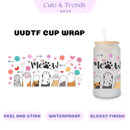 Animals Meow Cat Pets UV DTF Wraps For Cup