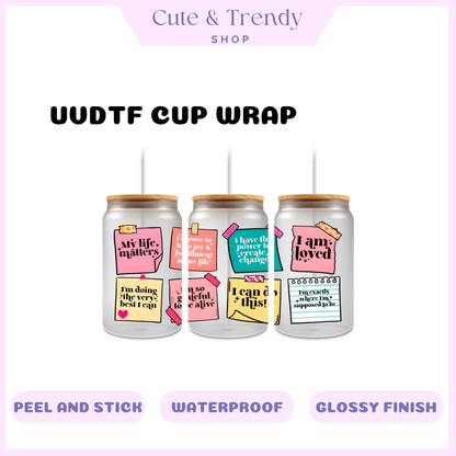 Sticky note reminders UVDTF cup wrap 16oz
