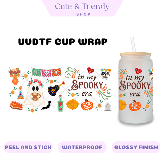 SPOOKY ERA GHOST UVDTF Wrap for 16oz Cups HISPANIC