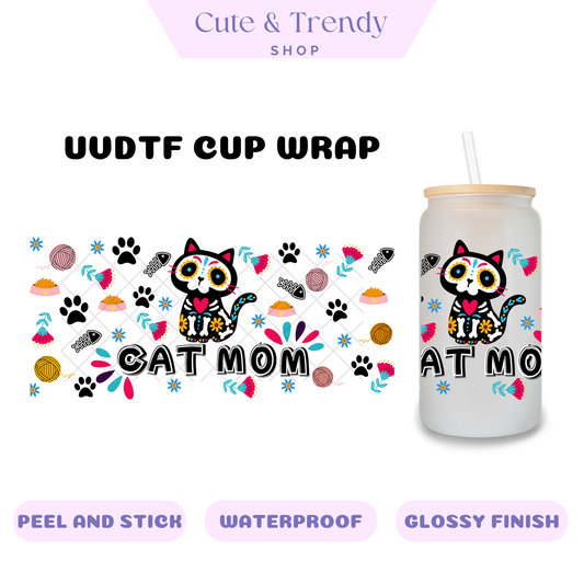 CAT MOM UVDTF Wrap for 16oz Cups HISPANIC