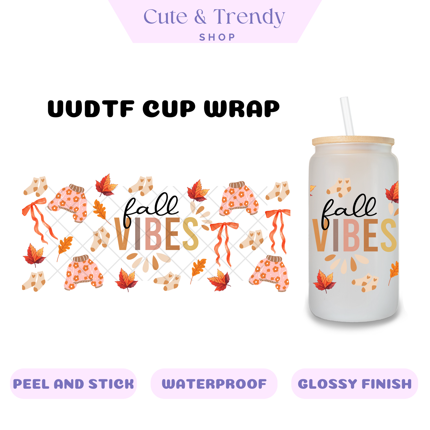 FALL VIBES UVDTF Wrap for 16oz Cups