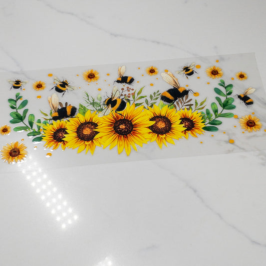 FLORAL Bee Sunflower chain Designs for Cups UV DTF Wraps