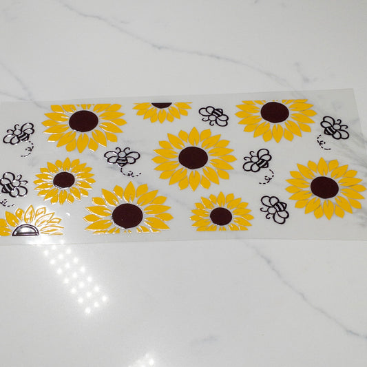 FLORALSunflower outline Designs for Cups UV DTF Wraps