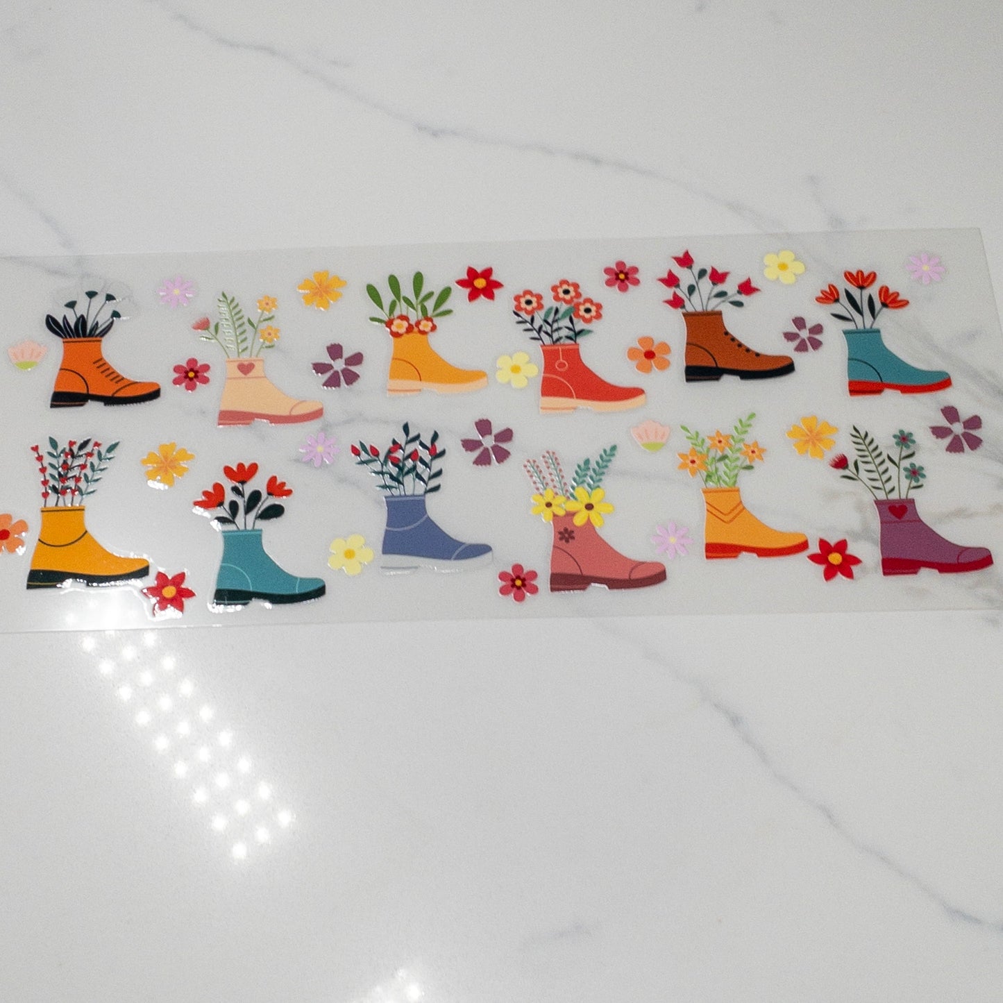 FLORAL boots Designs for Cups UV DTF Wraps