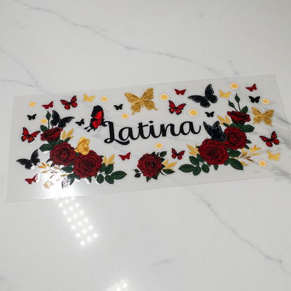 Butterfly Latina UVDTF Wrap for 16oz Cups