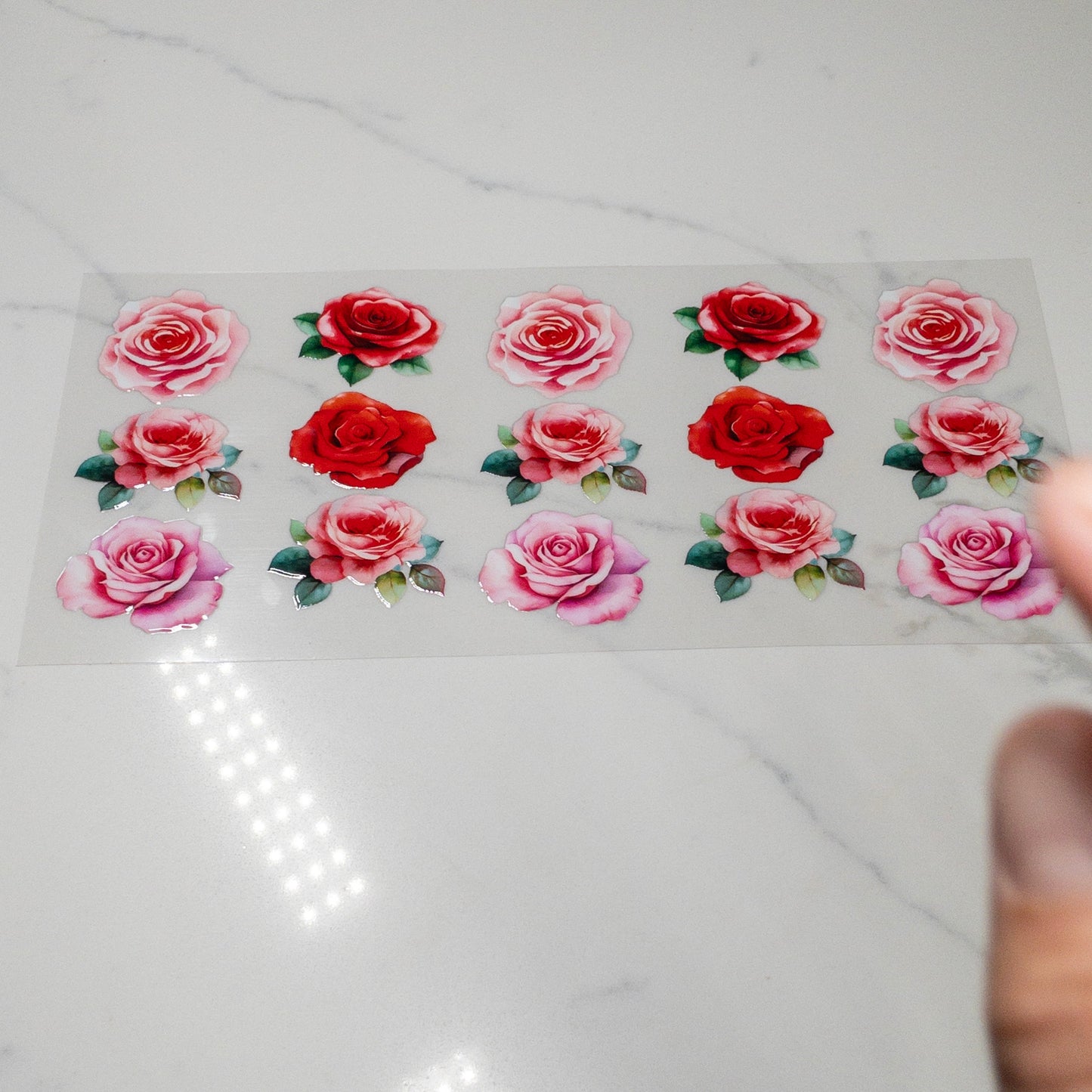 FLORAL PINK RED ROSES UVDTF Wrap for 16oz Cups