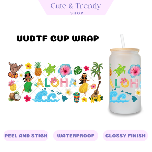 Aloha UVDTF CUP WRAPS AND DECALS PERMANENT, WATERPROOF