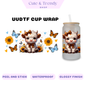 HIghland  WHITE Cow BLUE BITTERFLY SUNFLOWER  permanent uvdtf cup wraps for 16oz cups (Copy)