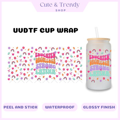 UVDTF Educated Strong Latina DIY Wrap to personalized cups, permanent, waterproof, easy to apply