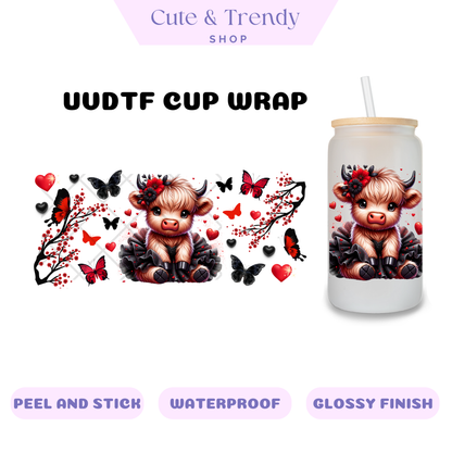 HIghland Cows Red permanent uvdtf cup wraps for 16oz cups