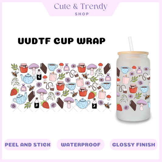 UVDTF tea and holistic cup wrap, permanent, waterproof, easy to apply