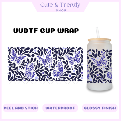 UVDTF Talavera purple butterfly  DIY Wrap to personalized cups, permanent, waterproof, easy to apply