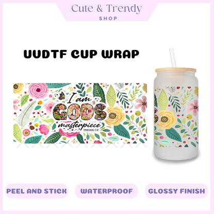 Uvdtf Gods Masterpiece Religion diy Wrap to personalize cups, permanent, waterproof, easy to apply