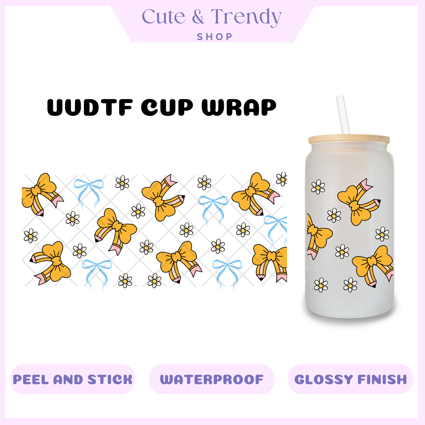 coquette school teacher UVDTF for 16oz Cups Double Sided