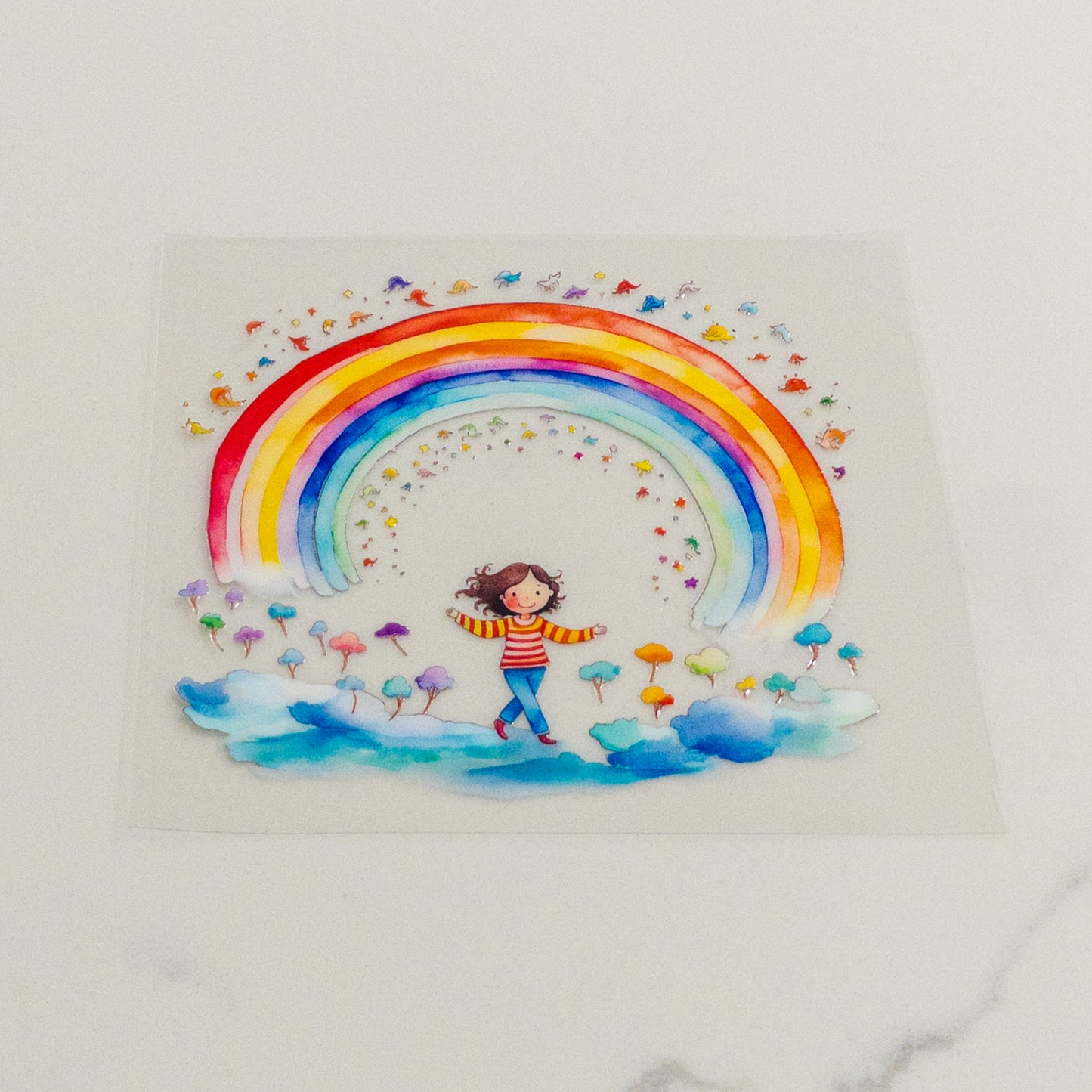 Autism Girl Rainbow TipToe Walk Decal UVDTF Cup Wrap