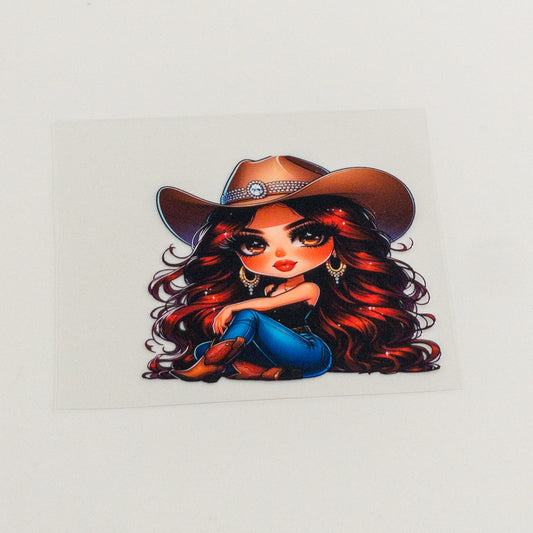 Western COWGIRL REDHAIR UV DTF DECAL