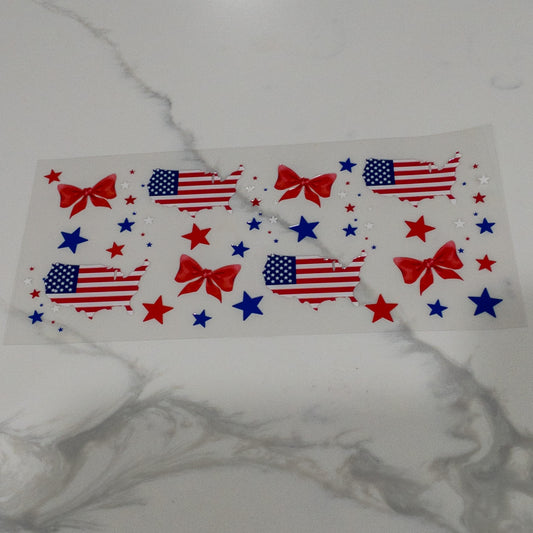 USA flag UVDTF Cup wrap for 16oz cups