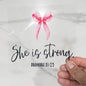 Christian SHE IS STRONG Religion Bible UVDTF DECAL FOR 16OZ CUP