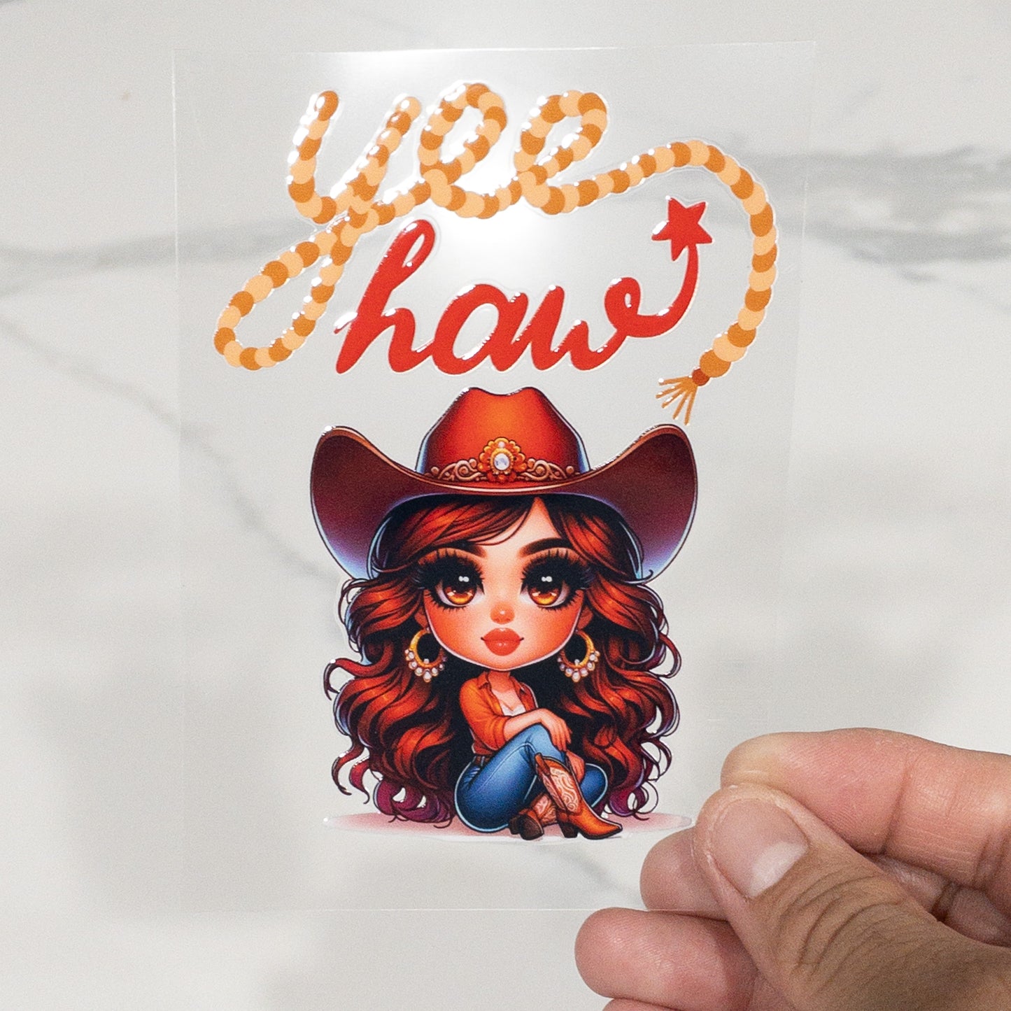 Western Redhair Yeehaw UV DTF DECAL