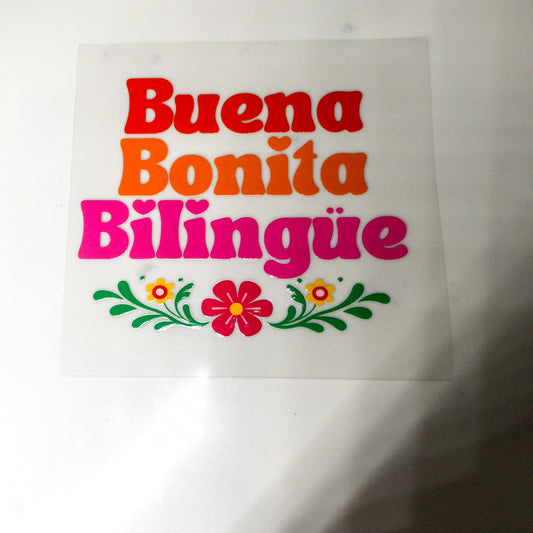 Hispanic Designs Female Buena Bonita Bilingue UV DTF Cup wraps Female