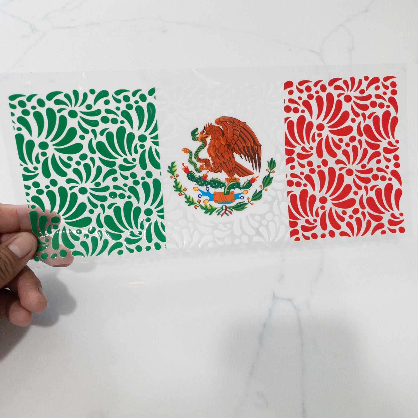 TALAVERA STYLE Mexico Flag UVDTF Wrap for 16oz Cups