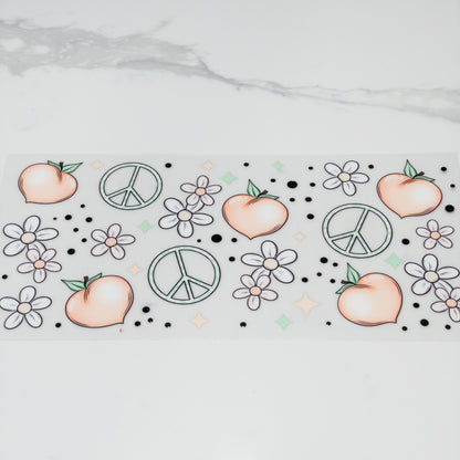 UVDTF Peach Spring Peace DIY Wrap to personalized cups, permanent, waterproof, easy to apply