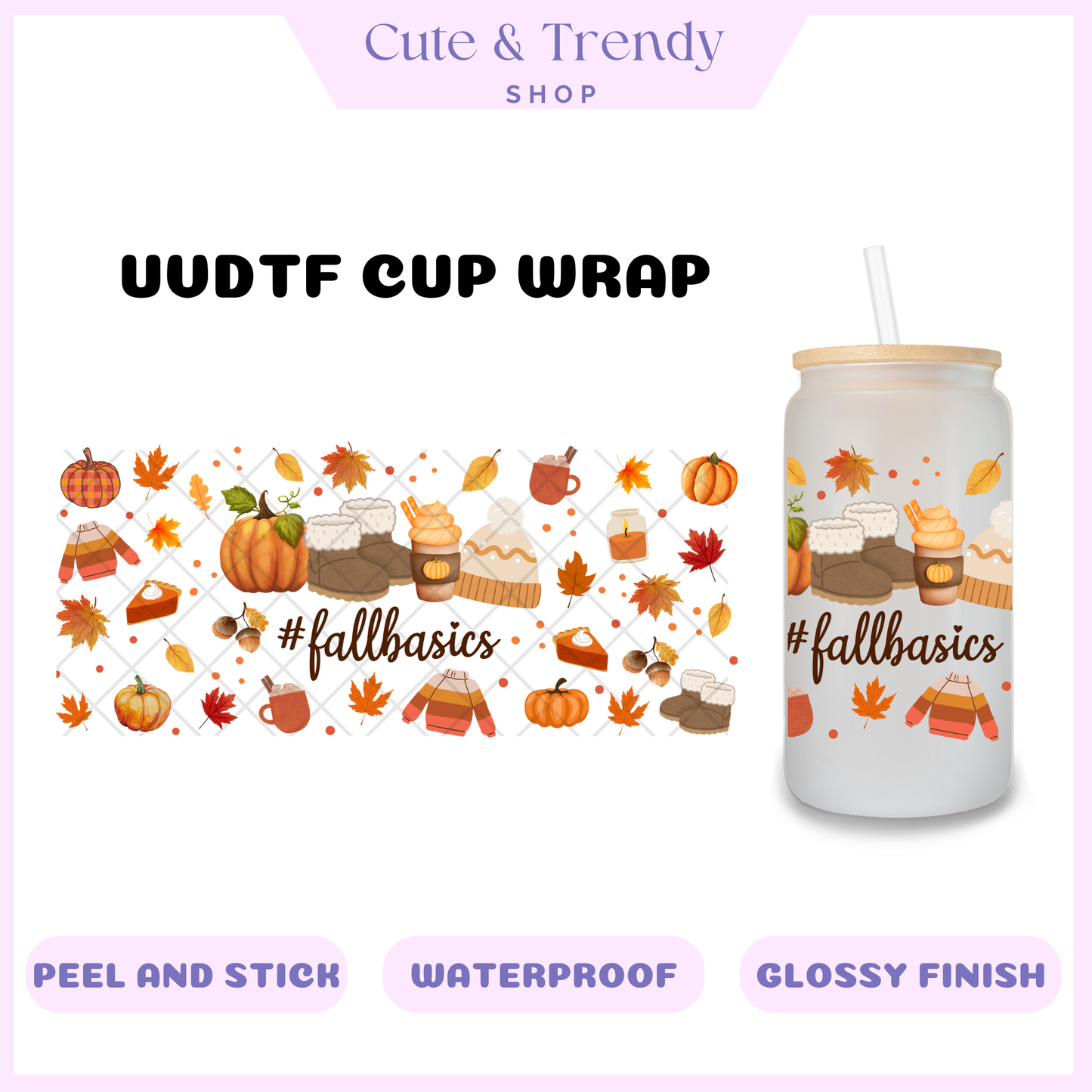 HASHTAG FALL BASICS UVDTF Wrap for 16oz Cups