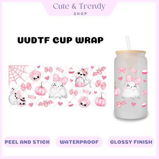 GHOST PINK COQUETTE UVDTF Wrap for 16oz Cups