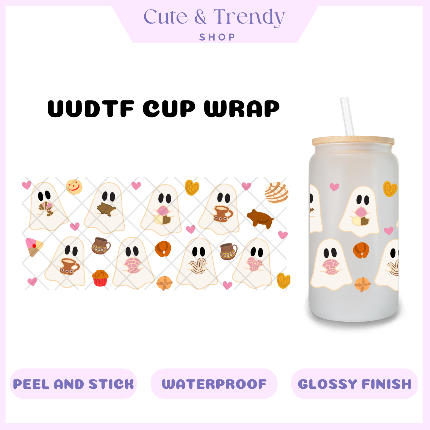 GHOST PAN DULCE COFFEE UVDTF Wrap for 16oz Cups